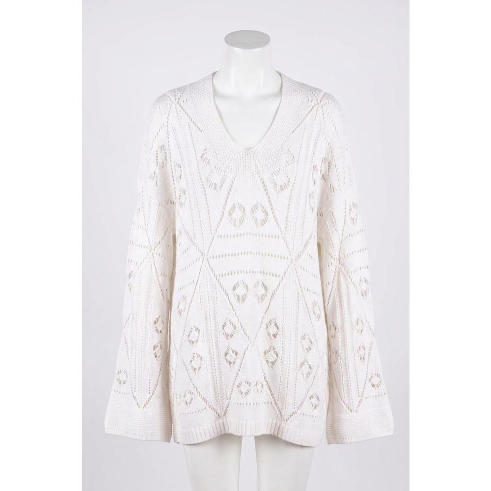 NEW JOHNNY WAS baja pullover sweater in white
